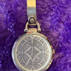 Fossil Silver Watch with Geometric Face